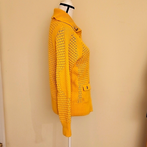 Escada Italy Silk Cotton Cardigan Stunning Yellow Size 38 US S - Picture 5 of 12
